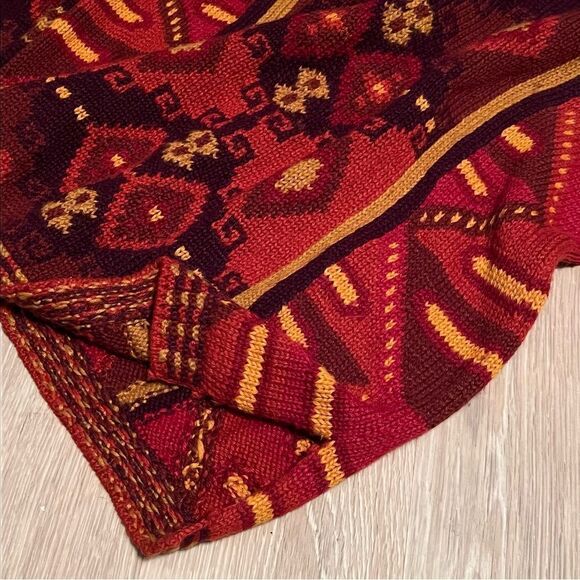 Vtg Perez 100% Baby Alpaca Hand Made Peru Southwest Aztec Oversized Cardigan L - Picture 10 of 14